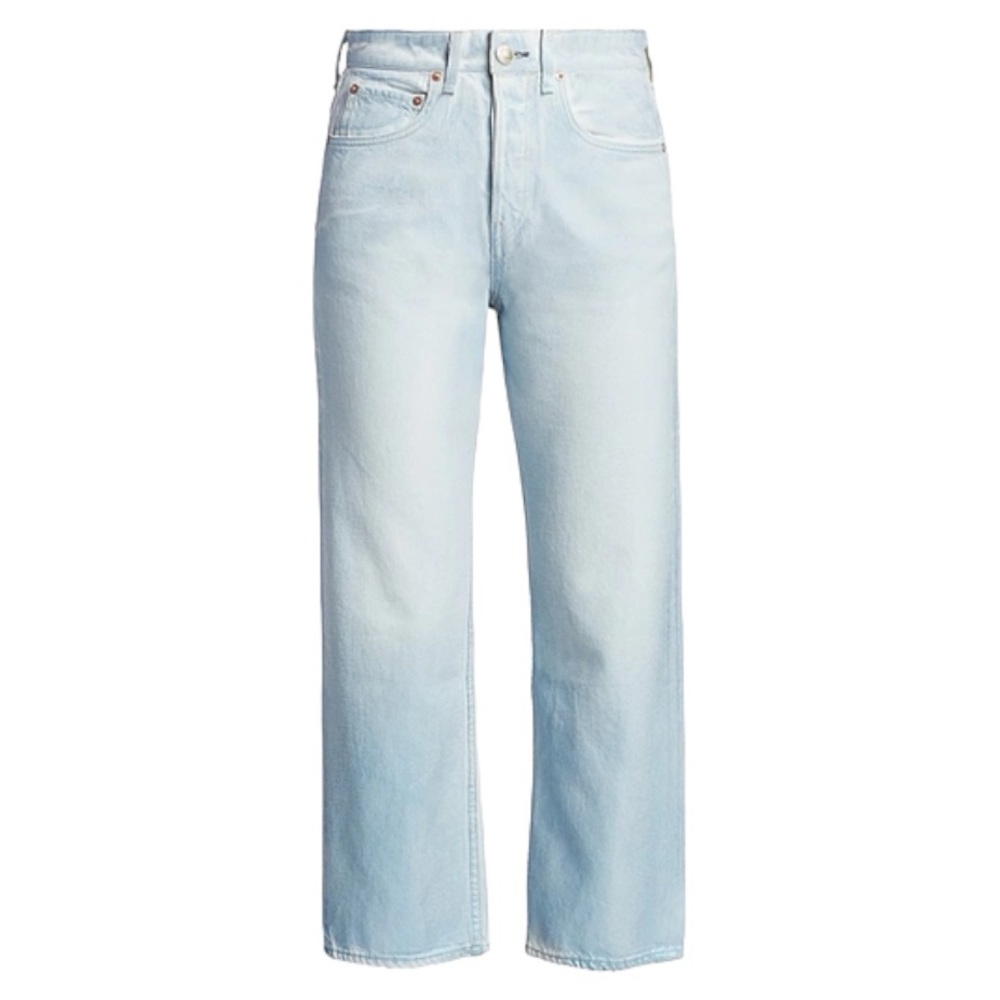 Rag & Bone Maya High Rise Ankle Straight Jeans in Raven Foil
